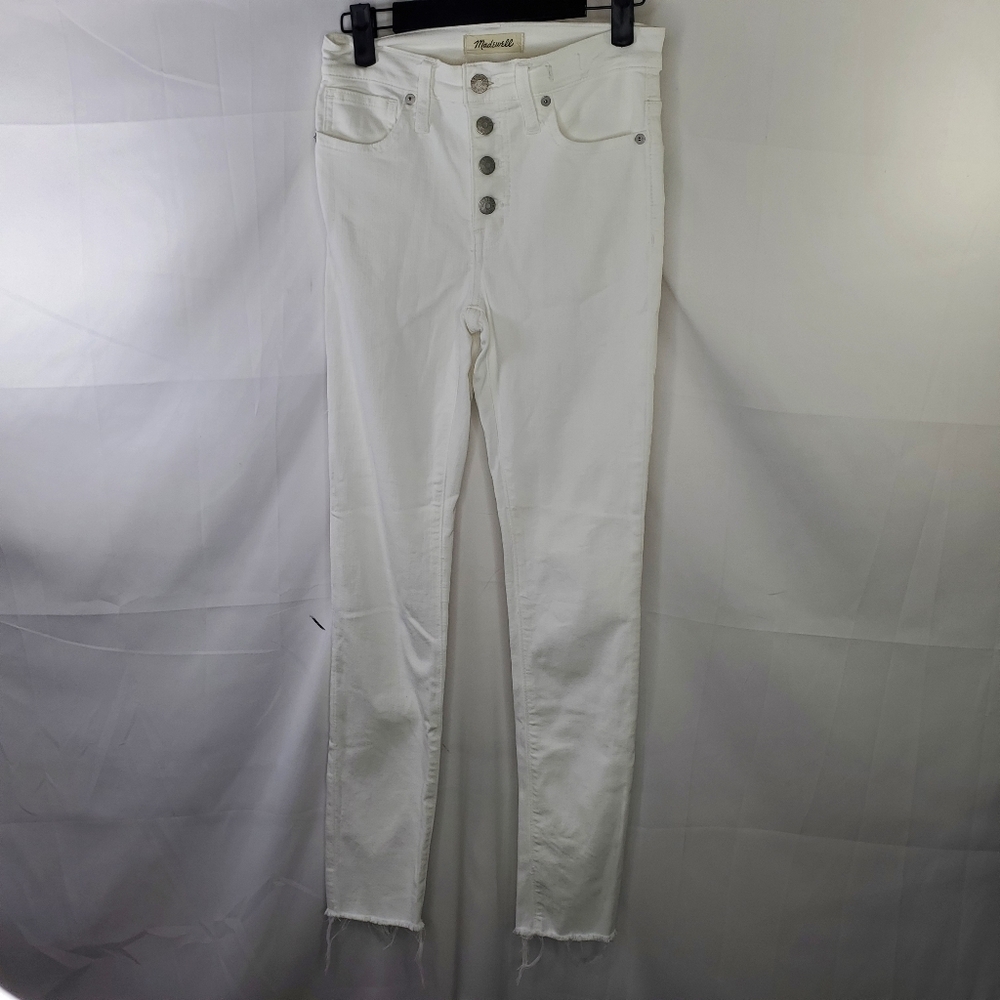 Madewell 9" Mid Rise Skinny Jeans White Button Fly Size 24